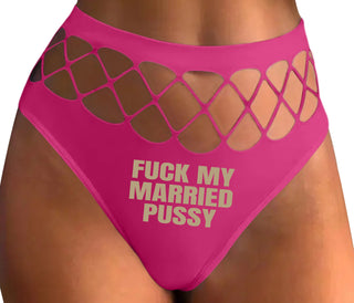 Fuck My Married Pussy - Fuchsia Fishnet Thong