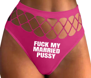 Fuck My Married Pussy - Fuchsia Fishnet Thong