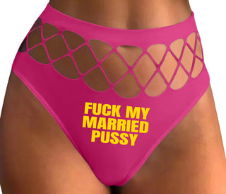 Fuck My Married Pussy - Fuchsia Fishnet Thong