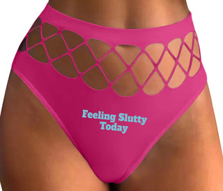 Feeling Slutty Today - Fuchsia Fishnet Thong