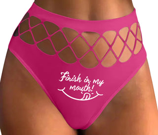 Finish In My Mouth - Fuchsia Fishnet Thong