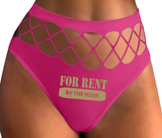 For Rent By The Hour - Fuchsia Fishnet Thong