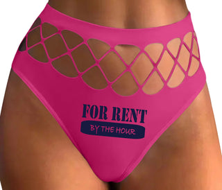 For Rent By The Hour - Fuchsia Fishnet Thong