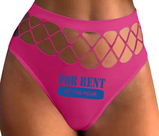 For Rent By The Hour - Fuchsia Fishnet Thong