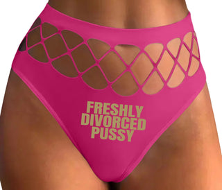Freshly Divorced Pussy - Fuchsia Fishnet Thong