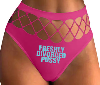 Freshly Divorced Pussy - Fuchsia Fishnet Thong
