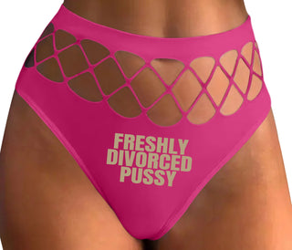 Freshly Divorced Pussy - Fuchsia Fishnet Thong