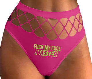 Fuck My Face Master - Fuchsia Fishnet Thong