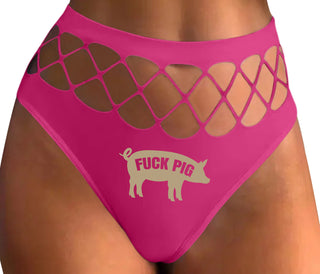 Fuck Pig - Fuchsia Fishnet Thong