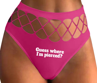 Guess Where I'm Pierced - Fuchsia Fishnet Thong