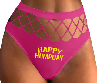 Happy Humpday - Fuchsia Fishnet Thong