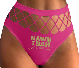 Hawk Tuah Spit On That Thing - Fuchsia Fishnet Thong