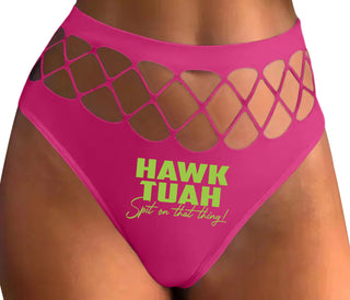 Hawk Tuah Spit On That Thing - Fuchsia Fishnet Thong