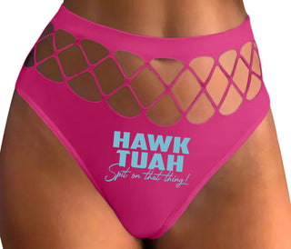 Hawk Tuah Spit On That Thing - Fuchsia Fishnet Thong