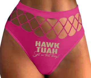Hawk Tuah Spit On That Thing - Fuchsia Fishnet Thong