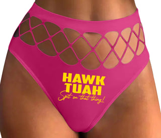 Hawk Tuah Spit On That Thing - Fuchsia Fishnet Thong