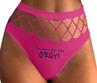 Here for the Orgy - Fuchsia Fishnet Thong