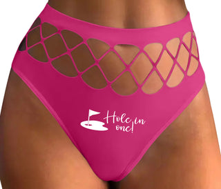 Hole In One - Funny Golf - Fuchsia Fishnet Thong