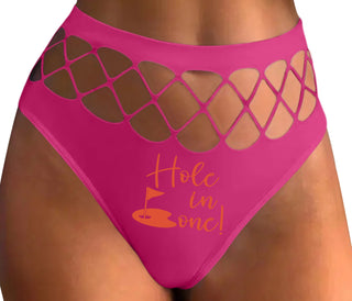 Hole In One - Suggestive Golf - Fuchsia Fishnet Thong