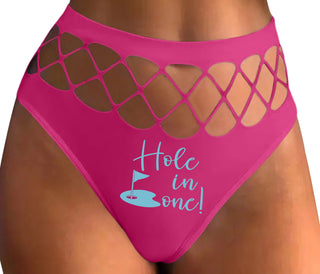 Hole In One - Suggestive Golf - Fuchsia Fishnet Thong