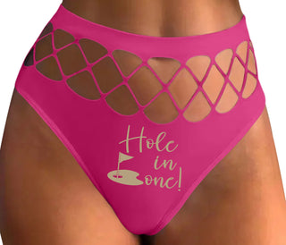 Hole In One - Suggestive Golf - Fuchsia Fishnet Thong