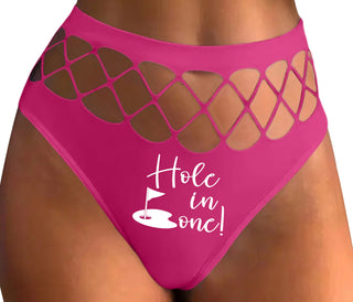 Hole In One - Suggestive Golf - Fuchsia Fishnet Thong