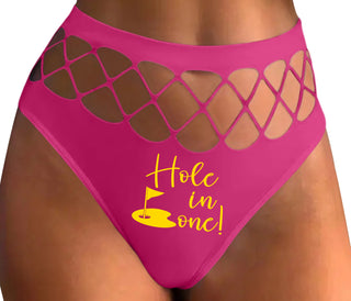 Hole In One - Suggestive Golf - Fuchsia Fishnet Thong
