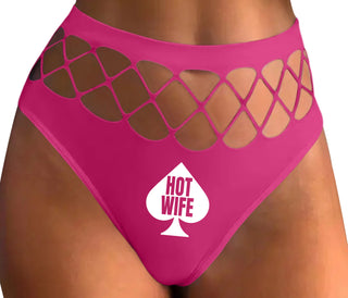 Hot Wife Spade Symbol - Fuchsia Fishnet Thong