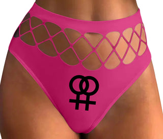 Lesbian Sign - Fuchsia Fishnet Thong