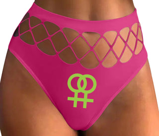 Lesbian Sign - Fuchsia Fishnet Thong