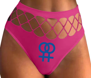 Lesbian Sign - Fuchsia Fishnet Thong