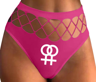 Lesbian Sign - Fuchsia Fishnet Thong