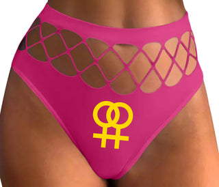 Lesbian Sign - Fuchsia Fishnet Thong