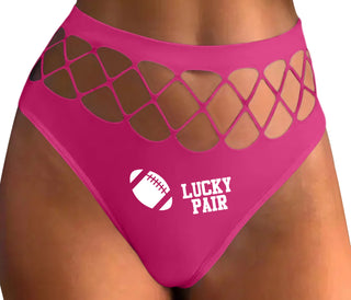 Lucky Pair - Football - Fuchsia Fishnet Thong
