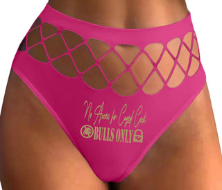 No Caged Cuck Cock - Bulls Only - Fuchsia Fishnet Thong