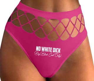 No White Dick - Big Black Cock Only - Fuchsia Fishnet Thong