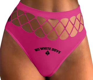 No White Boys - Queen Of Spades - Fuchsia Fishnet Thong