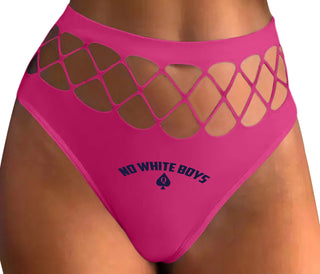 No White Boys - Queen Of Spades - Fuchsia Fishnet Thong