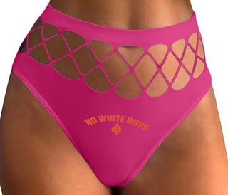 No White Boys - Queen Of Spades - Fuchsia Fishnet Thong