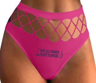 Not All Women Want Flowers - Fuchsia Fishnet Thong