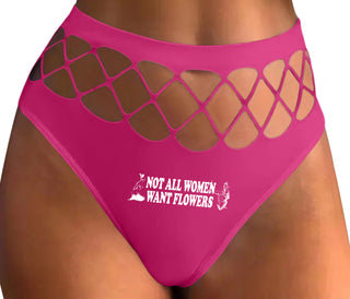 Not All Women Want Flowers - Fuchsia Fishnet Thong