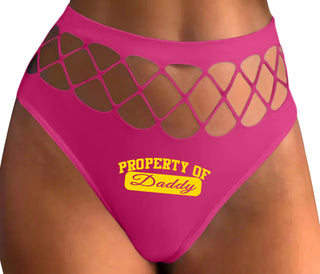 Property Of Daddy - Athletic Look - Fuchsia Fishnet Thong