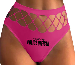 Property Of My Police Officer - Fuchsia Fishnet Thong