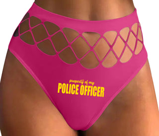 Property Of My Police Officer - Fuchsia Fishnet Thong