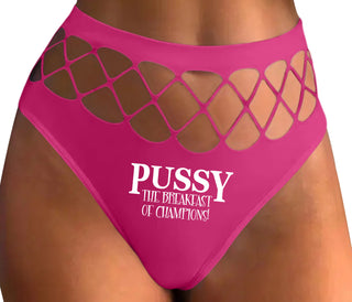 Pussy The Breakfast Of Champions - Fuchsia Fishnet Thong