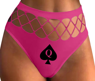 Queen Of Spades Logo - Fuchsia Fishnet Thong
