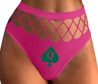 Queen Of Spades Logo - Fuchsia Fishnet Thong