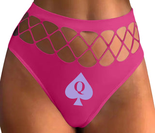 Queen Of Spades Logo - Fuchsia Fishnet Thong