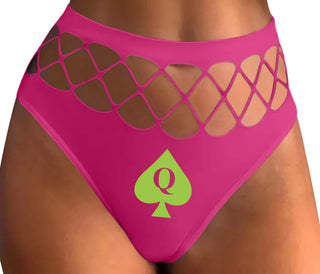 Queen Of Spades Logo - Fuchsia Fishnet Thong