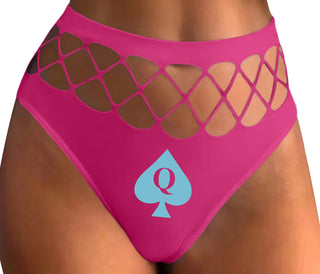 Queen Of Spades Logo - Fuchsia Fishnet Thong